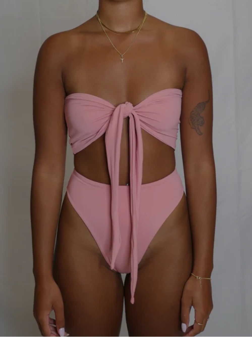 437 Pink Bandeau Bikini Top